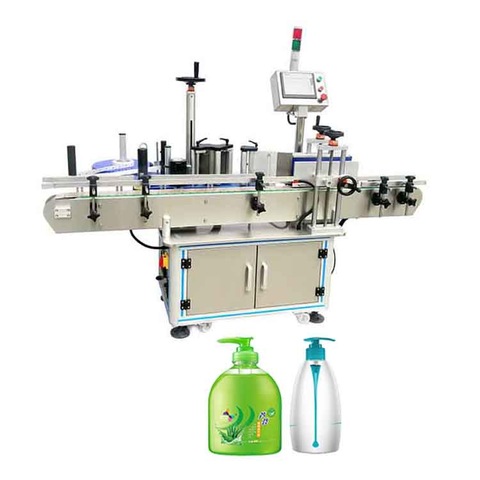 पीएलसी नियंत्रण उच्च गुणवत्ता टेबलटॉप स्वचालित प्लास्टिक खनिज पानी ओवल बोतल स्टिकर लेबलिंग मशीन 